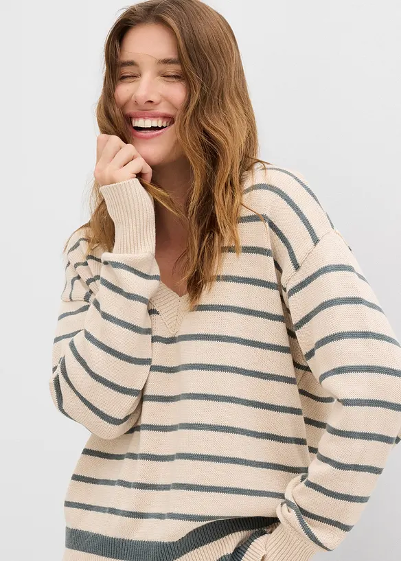 Pull en coton mélangé, bonprix