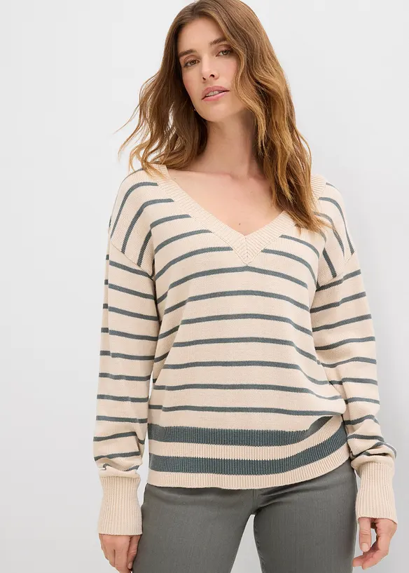 Pull en coton mélangé, bonprix
