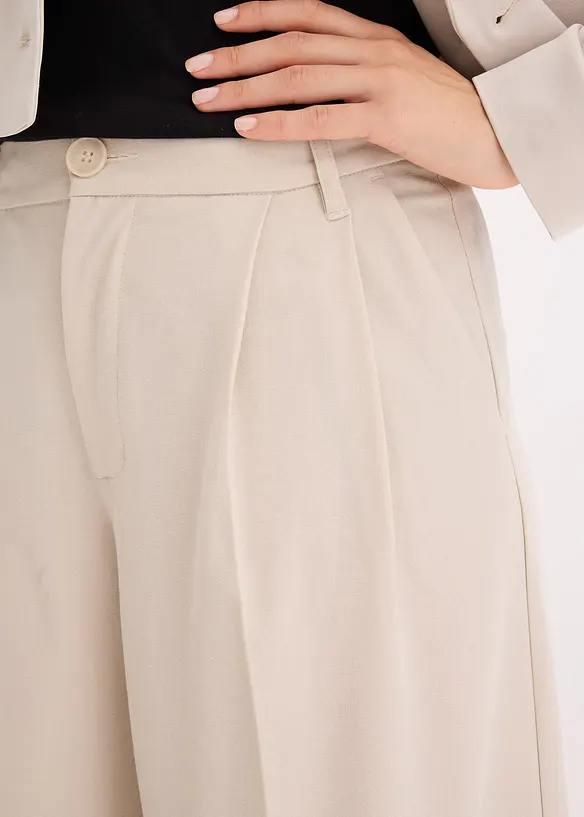 Pantalon fluide à pinces en viscose mélangée, bonprix