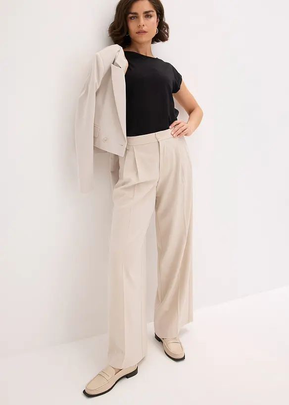 Pantalon fluide à pinces en viscose mélangée, bonprix