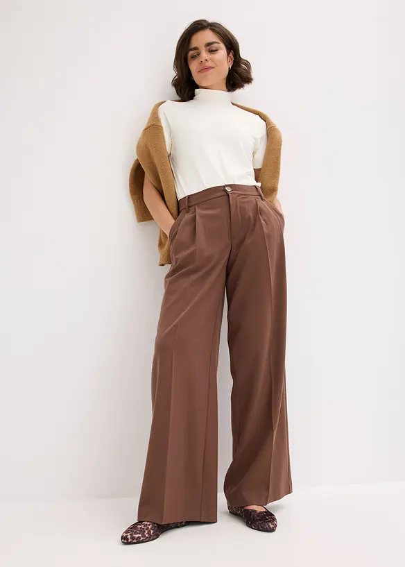 Pantalon fluide &agrave; pinces en viscose m&eacute;lang&eacute;e, bonprix