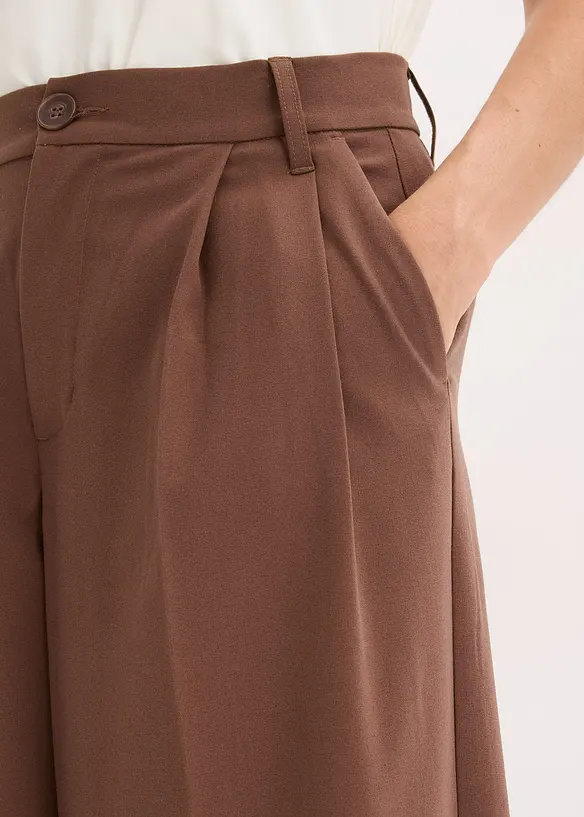 Pantalon fluide &agrave; pinces en viscose m&eacute;lang&eacute;e, bonprix