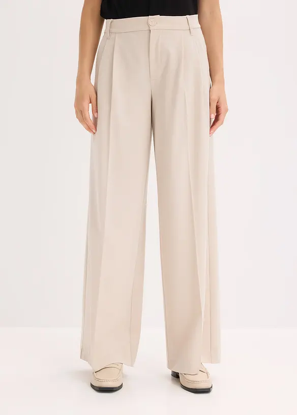 Pantalon fluide à pinces en viscose mélangée, bonprix