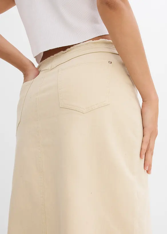Jupe en twill avec franges, bonprix