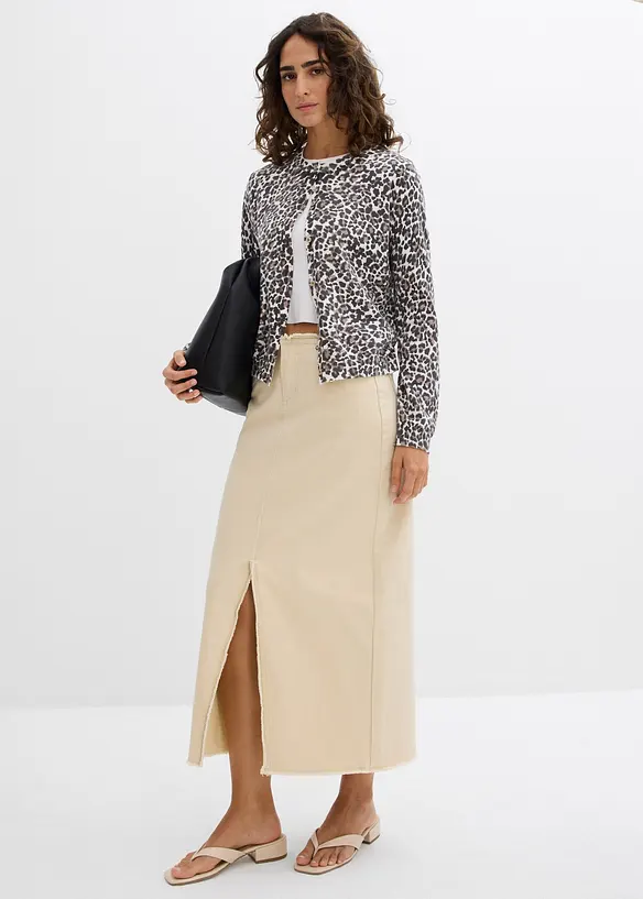 Jupe en twill avec franges, bonprix