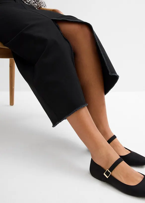 Jupe en twill avec franges, bonprix