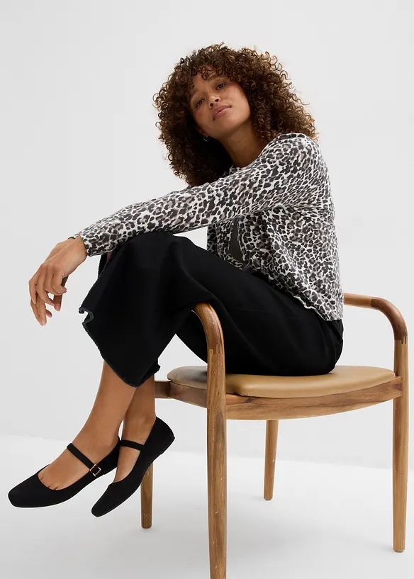 Jupe en twill avec franges, bonprix