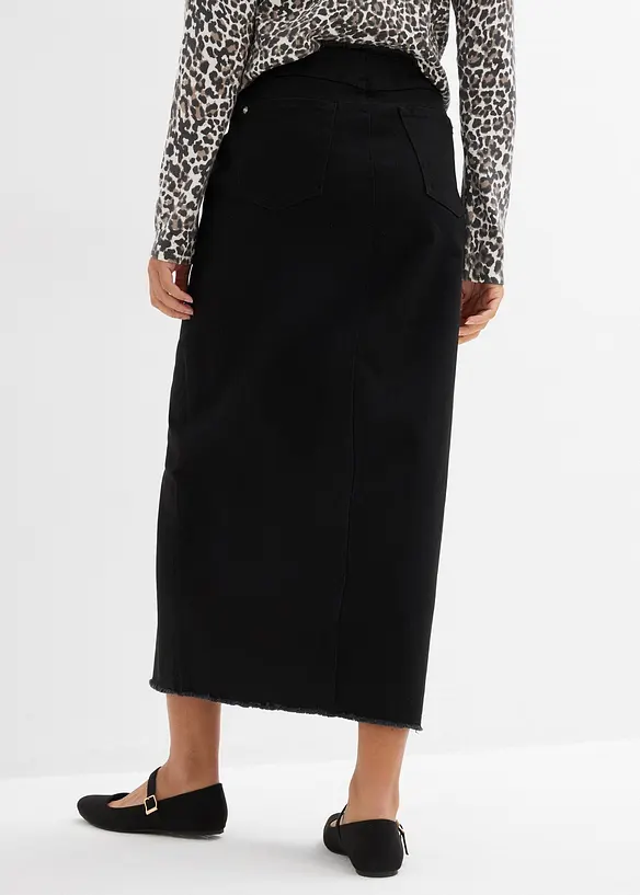 Jupe en twill avec franges, bonprix