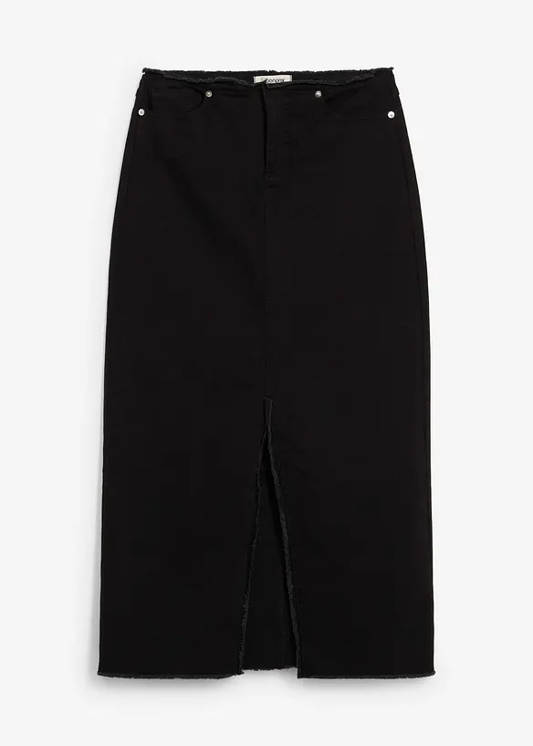 Jupe en twill avec franges, bonprix