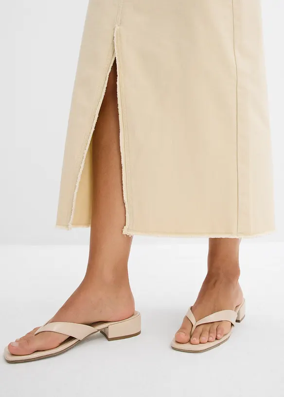 Jupe en twill avec franges, bonprix