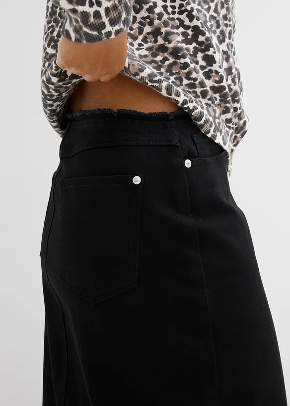 Jupe en twill avec franges, bonprix