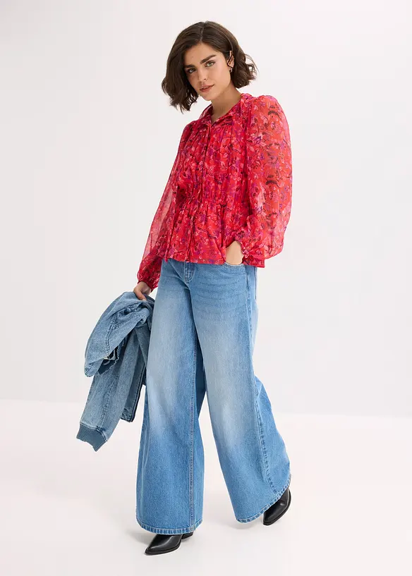 Blouse &agrave; lavalli&egrave;re en cr&ecirc;pe, bonprix