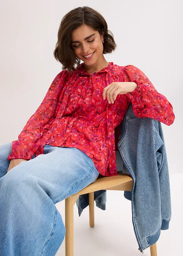 Blouse &agrave; lavalli&egrave;re en cr&ecirc;pe, bonprix