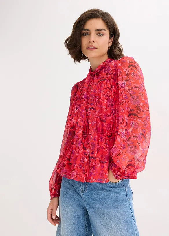 Blouse &agrave; lavalli&egrave;re en cr&ecirc;pe, bonprix