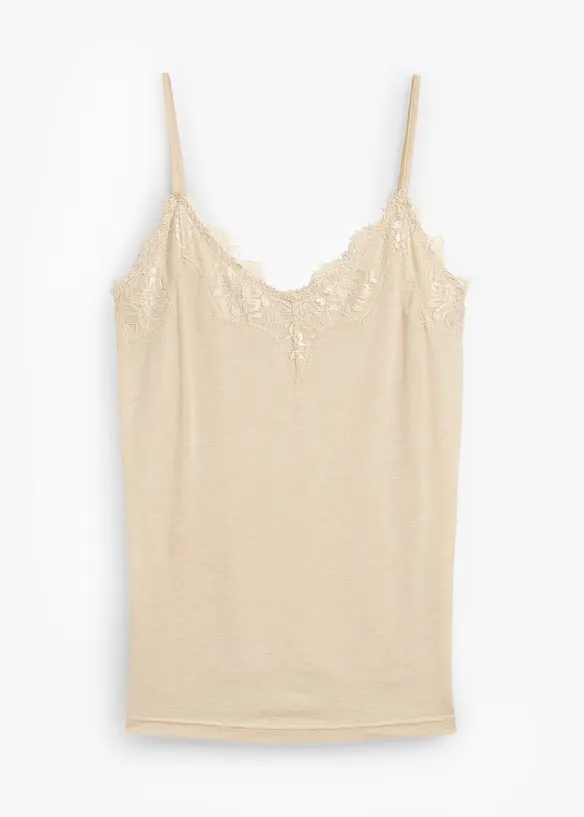 Top avec laine et dentelle, bonprix