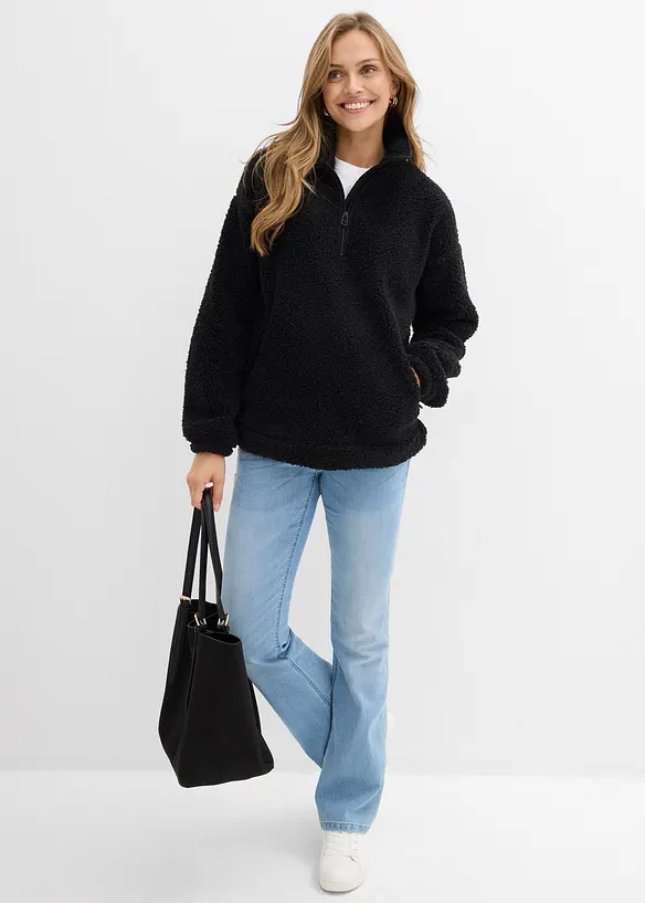 Polaire oversize à col montant et poches, bonprix