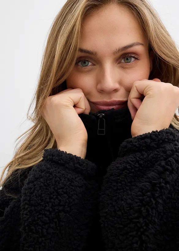 Polaire oversize à col montant et poches, bonprix