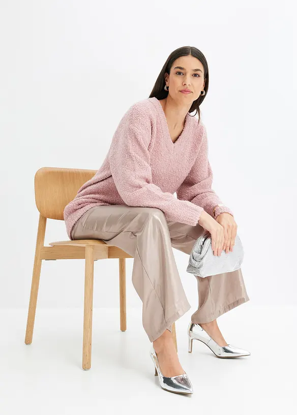 Pull en grosse maille à col en V, bonprix