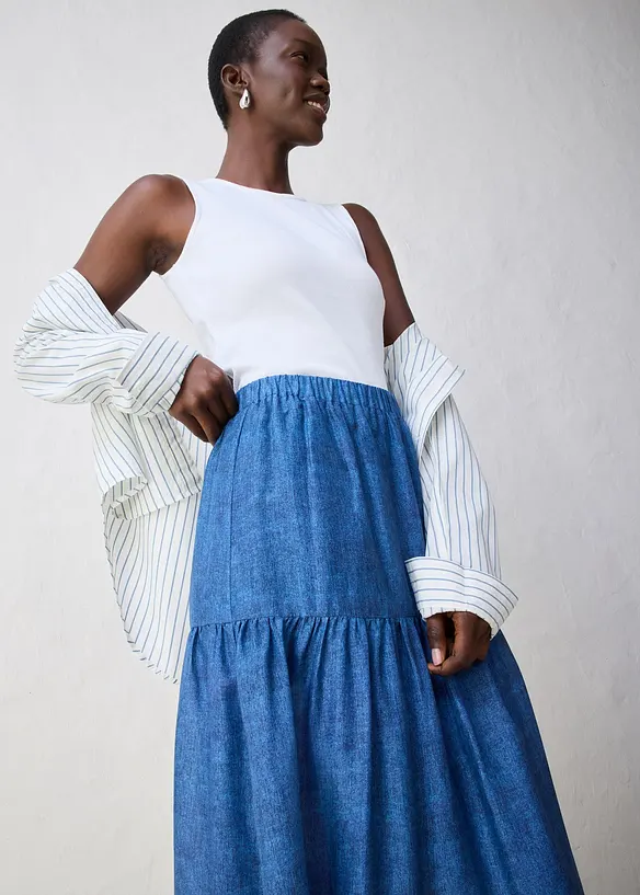 Jupe longue avec soie, bonprix