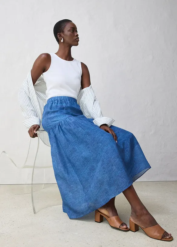 Jupe longue avec soie, bonprix