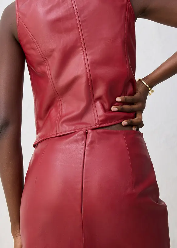 Jupe en cuir fendue sur le côté, bonprix