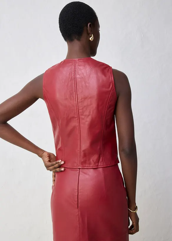 Gilet sans manches en cuir d’agneau nappa, bonprix