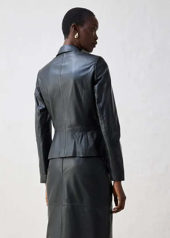 Blazer court en cuir d’agneau nappa, bonprix