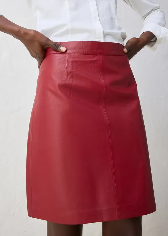 Mini-jupe en cuir d’agneau nappa, bonprix