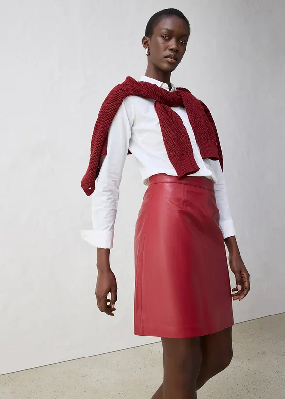 Mini-jupe en cuir d’agneau nappa, bonprix