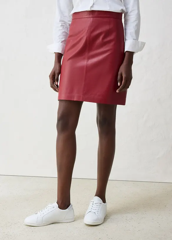 Mini-jupe en cuir d’agneau nappa, bonprix