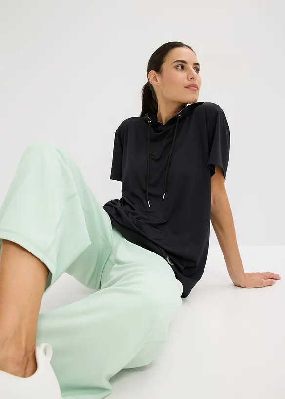 T-shirt de sport oversize avec capuche, séchage rapide, bonprix