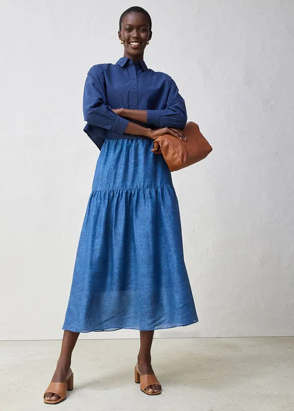 Chemisier court et oversize en coton et soie, bonprix