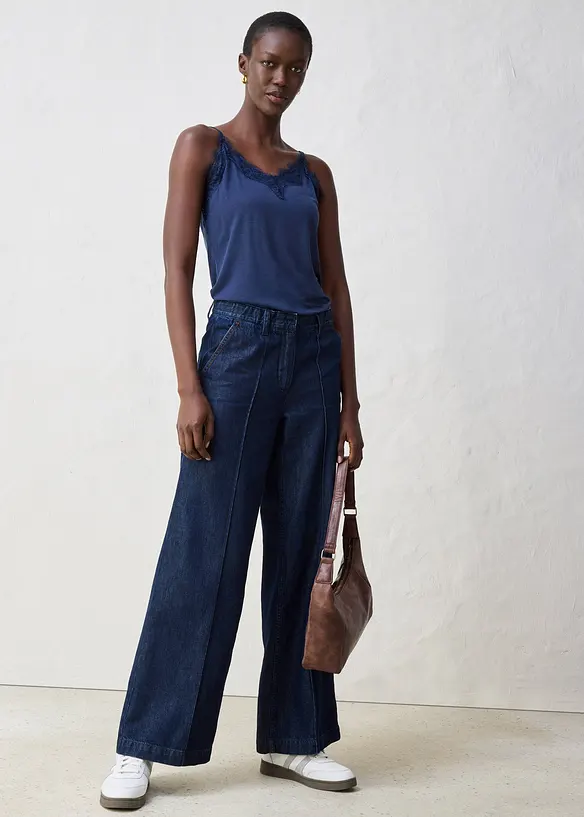 Top avec laine et dentelle, bonprix