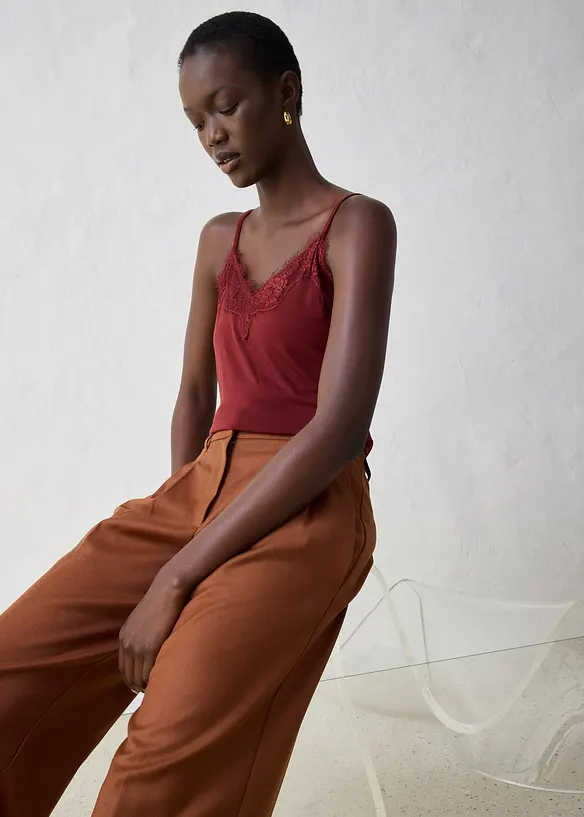 Top avec laine et dentelle, bonprix