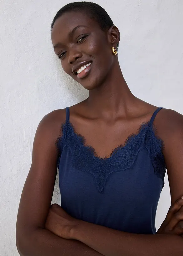 Top avec laine et dentelle, bonprix