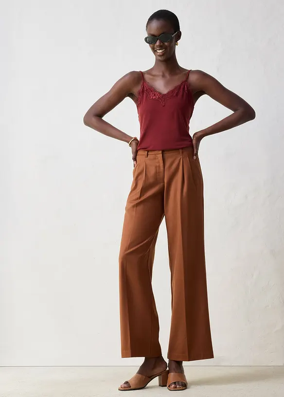 Top avec laine et dentelle, bonprix