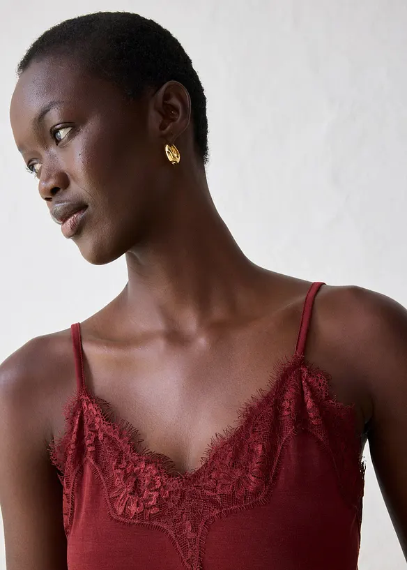 Top avec laine et dentelle, bonprix