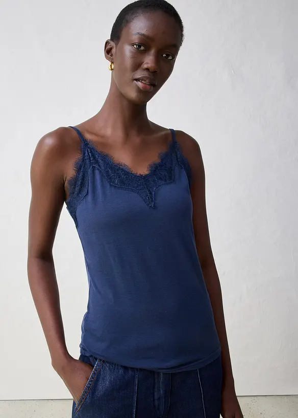 Top avec laine et dentelle, bonprix