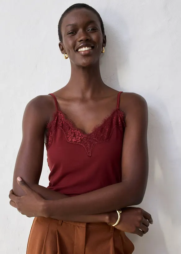 Top avec laine et dentelle, bonprix