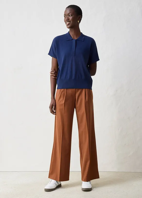 Pull en fine maille avec col polo, bonprix