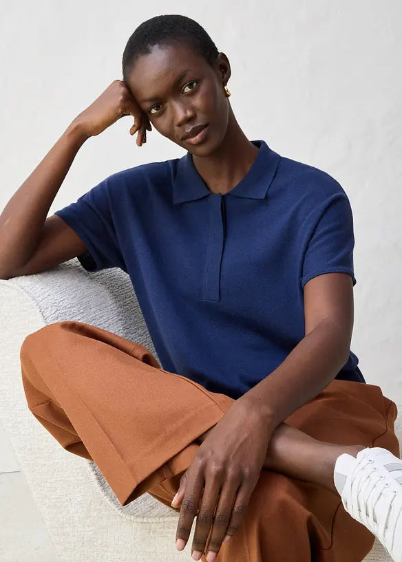 Pull en fine maille avec col polo, bonprix