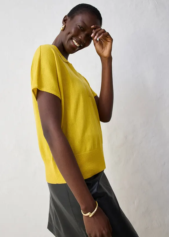 Pull en fine maille avec col polo, bonprix