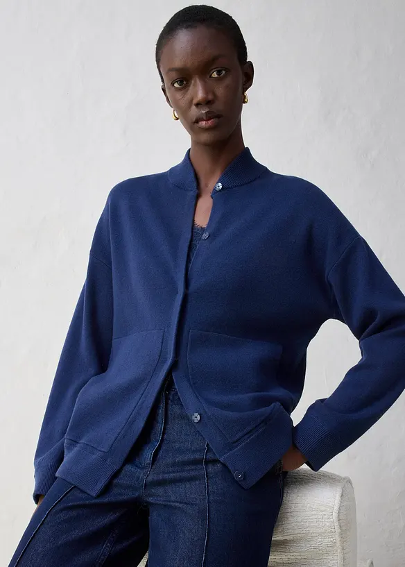 Gilet en maille oversize, laine mérinos, bonprix