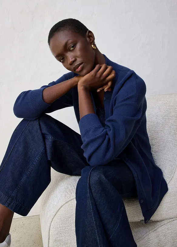 Gilet en maille oversize, laine mérinos, bonprix