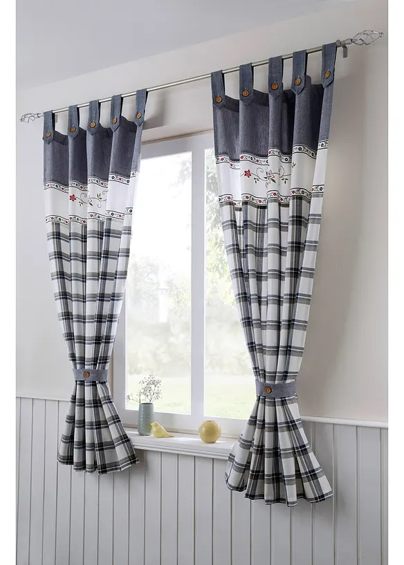 Panneau imprim&eacute; en coton avec embrasse (1 pce.), bonprix