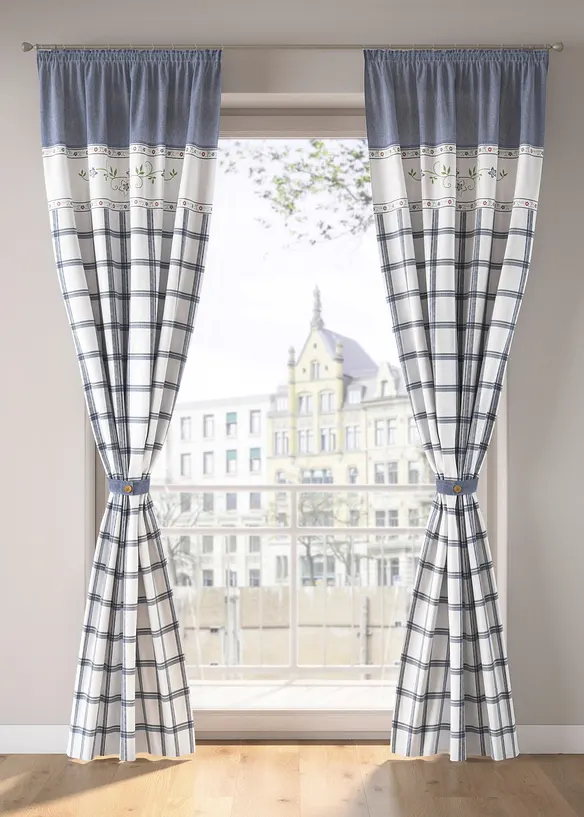 Panneau imprimé en coton avec embrasse (1 pce.), bonprix