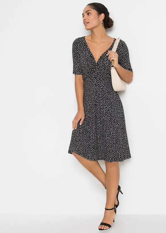 Robe en jersey imprimé avec drapé, bonprix