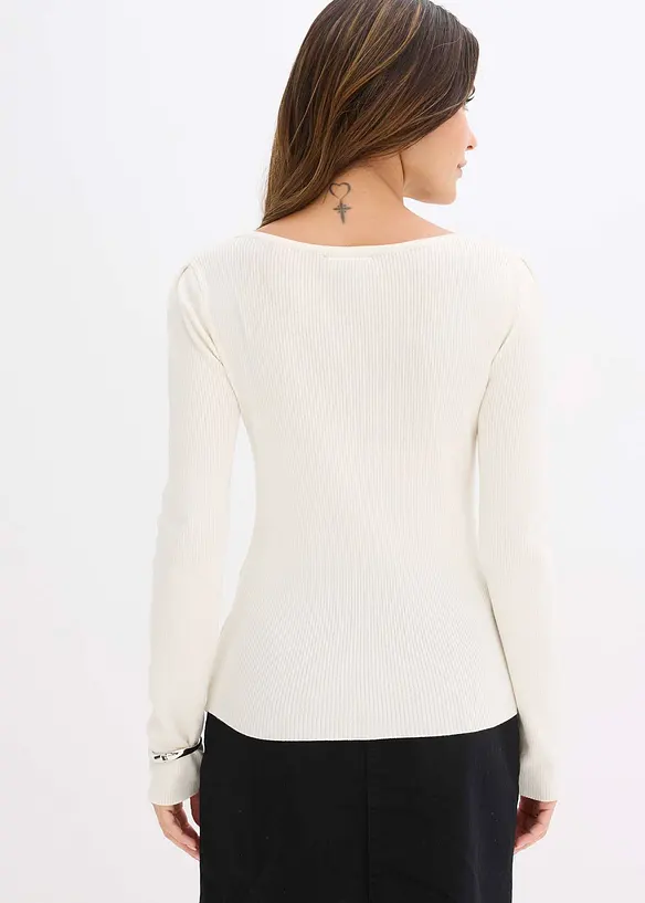 Pull en fine maille avec détail bijou, bonprix