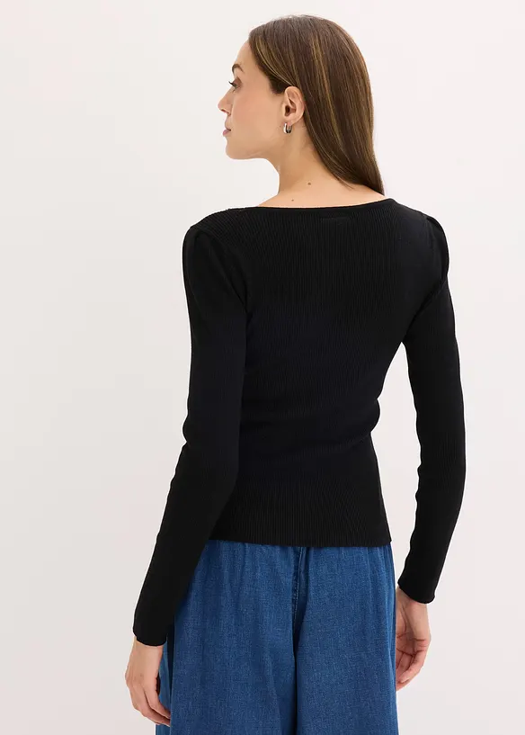 Pull en fine maille avec d&eacute;tail bijou, bonprix