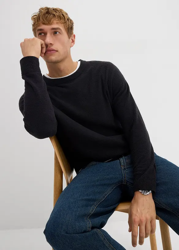 Pull texturé en coton majoritaire, bonprix